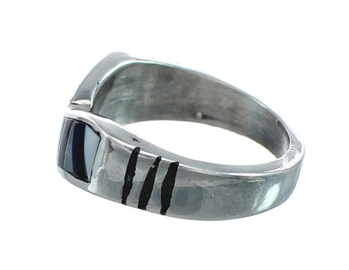 Multicolor Inlay Native American Sterling Silver Ring Size 6-1/2 AX129620