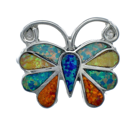 Native American Zuni Multicolor Opal Inlay Butterfly Ring Size 10 AX129629