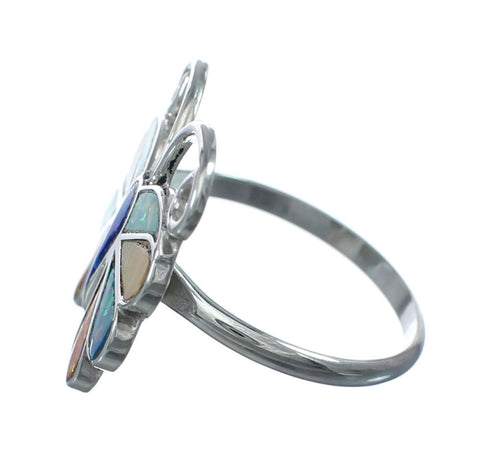 Native American Zuni Multicolor Opal Inlay Butterfly Ring Size 10 AX129629