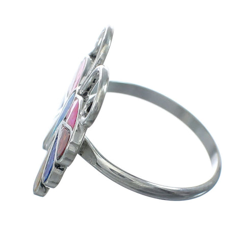 Native American Zuni Multicolor Opal Inlay Butterfly Ring Size 10-1/2 AX129650