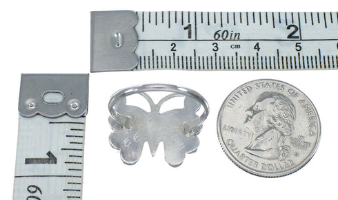 Native American Zuni Multicolor Opal Inlay Butterfly Ring Size 10 AX129652