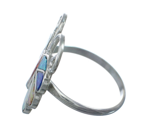 Native American Zuni Multicolor Opal Inlay Butterfly Ring Size 10-1/4 AX129663