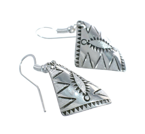 Native American Genuine Sterling Silver Hook Dangle Earrings AX129670