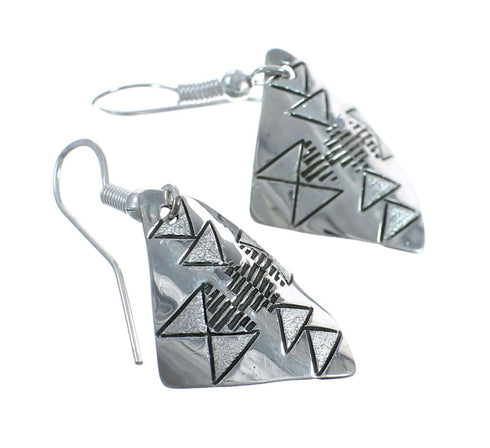 Native American Genuine Sterling Silver Hook Dangle Earrings AX129673