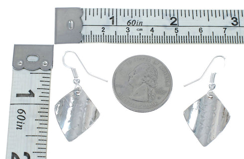 Native American Genuine Sterling Silver Hook Dangle Earrings AX129674