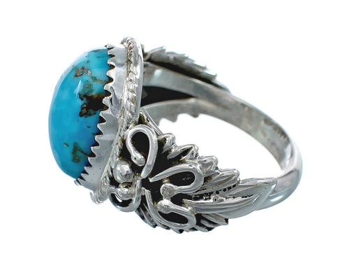 Native American Turquoise Sterling Silver Leaf Ring Size 6-1/4 AX129682