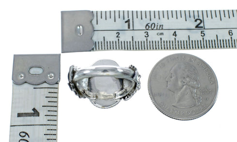 Native American Turquoise Sterling Silver Leaf Ring Size 8-3/4 AX129685