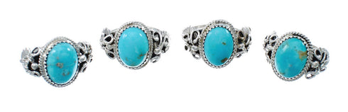 Native American Turquoise Sterling Silver Leaf Ring Size 8 AX129691