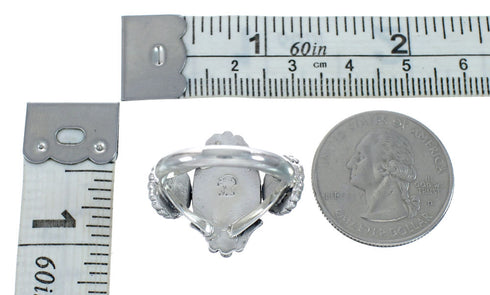 Native American Turquoise Sterling Silver Concho Ring Size 6-1/4 AX129705