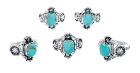 Native American Turquoise Sterling Silver Concho Ring Size 6 AX129702