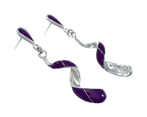Sterling Silver and Man Made Sugilite Spiral Post Dangle Earrings JX129929