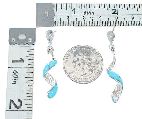Sterling Silver and Man Made Turquoise Spiral Post Dangle Earrings JX129926