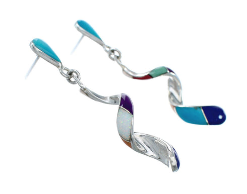 Sterling Silver and Multicolor Spiral Post Dangle Earrings JX129931