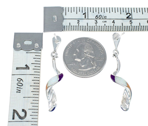 Sterling Silver and Multicolor Spiral Post Dangle Earrings JX129931