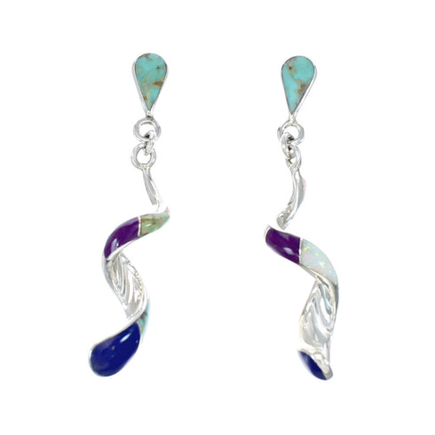 Sterling Silver and Multicolor Spiral Post Dangle Earrings JX129932