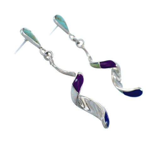 Sterling Silver and Multicolor Spiral Post Dangle Earrings JX129932