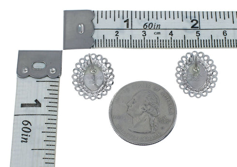 Genuine Sterling Silver Malachite Concho Post Earrings JX129769