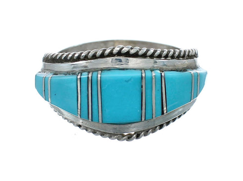 Native American Zuni Sterling Silver Turquoise Ring Size 7-3/4 JX130557