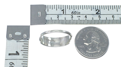 Native American Zuni Sterling Silver Turquoise Ring Size 5-3/4 AX130040