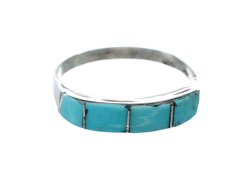 Native American Zuni Sterling Silver Turquoise Ring Size 7-1/2 AX130053