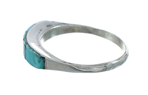 Native American Zuni Sterling Silver Turquoise Ring Size 8-1/4 AX130056