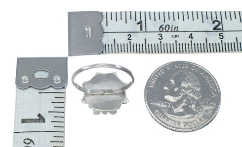 Authentic Sterling Silver Zuni Turquoise Flower Ring Size 6-1/2 AX130083