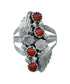Native American Navajo Coral Sterling Silver Leaf Ring Size 8-3/4 AX130089
