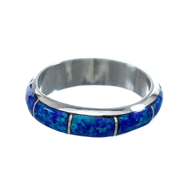 Genuine Sterling Silver Zuni Blue Opal Ring Size 7-3/4 AX130092