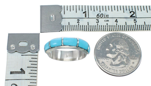 Native American Zuni Sterling Silver Turquoise Ring Size 6-3/4 AX130096