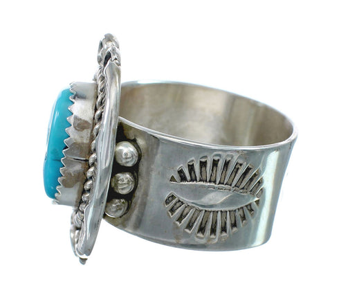 Native American Turquoise Sterling Silver Ring Size 11-1/2 AX130106