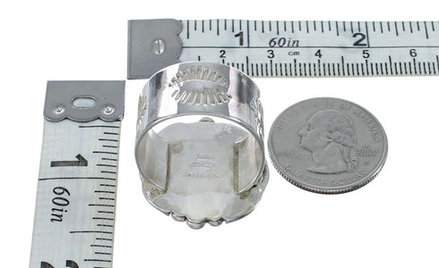 Native American Turquoise Sterling Silver Ring Size 11-1/2 AX130106