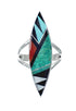 Zuni Multicolor Inlay Authentic Sterling Silver Ring Size 7-1/2 AX130107