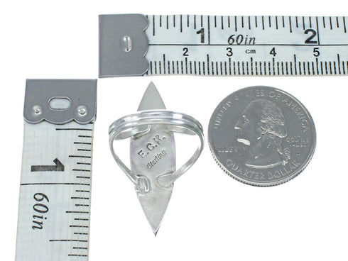 Zuni Multicolor Inlay Authentic Sterling Silver Ring Size 7-1/2 AX130107