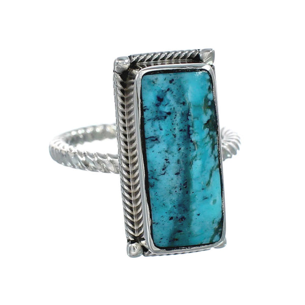 Native American Turquoise Sterling Silver Ring Size 8 AX130111