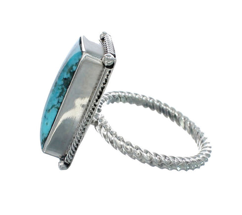 Native American Turquoise Sterling Silver Ring Size 8 AX130111