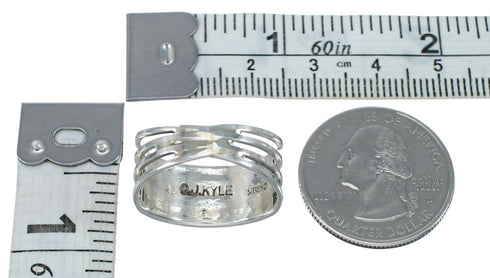 Genuine Sterling Silver And Opal Zuni Ring Size 7-1/2 AX130121