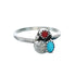 Turquoise And Coral Sterling Silver Leaf Navajo Ring Size 4-3/4 AX130127