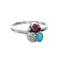 Turquoise And Coral Sterling Silver Leaf Navajo Ring Size 9 AX130133