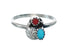Turquoise And Coral Sterling Silver Leaf Navajo Ring Size 4-3/4 AX130127