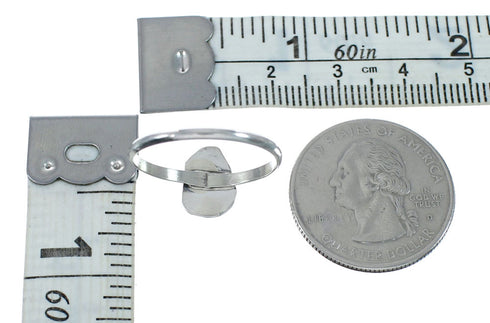 Turquoise And Coral Sterling Silver Leaf Navajo Ring Size 6-1/2 AX130131