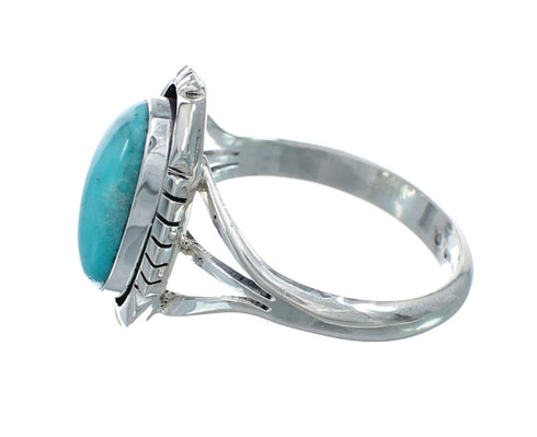 Turquoise Native American Silver Ring Size 9-1/4 AX130146