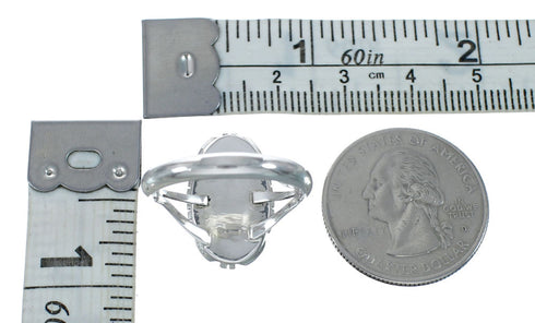 Turquoise Native American Silver Ring Size 9-1/4 AX130146