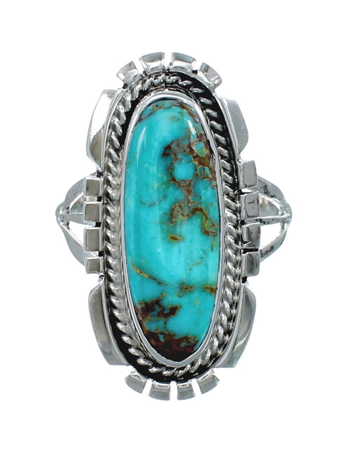 Native American Sterling Silver Turquoise Ring Size 6 AX130154