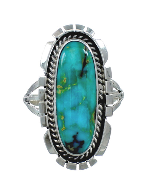 Native American Sterling Silver Turquoise Ring Size 6-3/4 AX130163