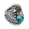 Authentic Sterling Silver Navajo Eagle Turquoise Coral Ring Size 12-1/4 AX130166