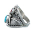 Authentic Sterling Silver Navajo Eagle Turquoise Coral Ring Size 12-1/4 AX130166
