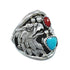Authentic Sterling Silver Navajo Eagle Turquoise Coral Ring Size 9-3/4 AX130167