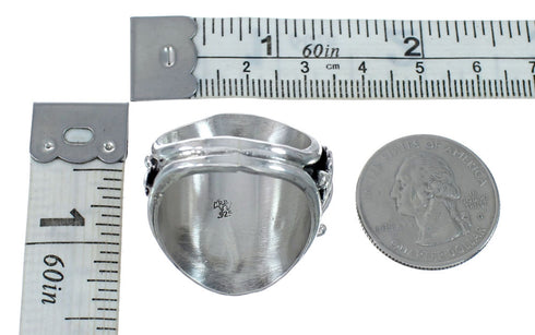 Authentic Sterling Silver Navajo Eagle Turquoise Coral Ring Size 9-3/4 AX130167