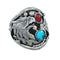 Authentic Sterling Silver Navajo Eagle Turquoise Coral Ring Size 12-1/4 AX130174