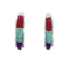 Sterling Silver Southwest Multicolor Inlay Post Hoop Earrings JX129969